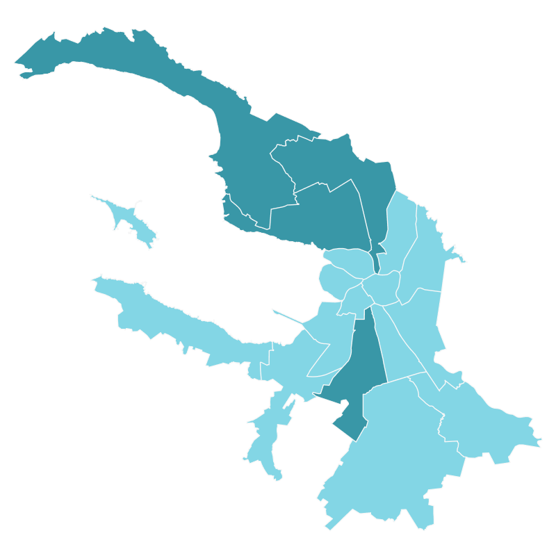 Районы: Курортный, Выборгский, Приморский, Московский