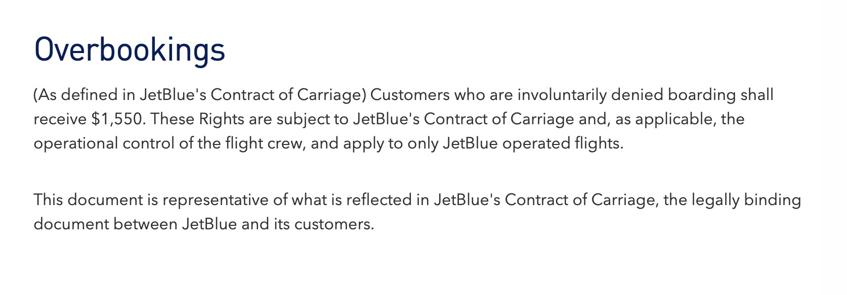 JetBlue обещает пассажиру, который не попал на рейс из⁠-⁠за овербукинга, 1550 $
