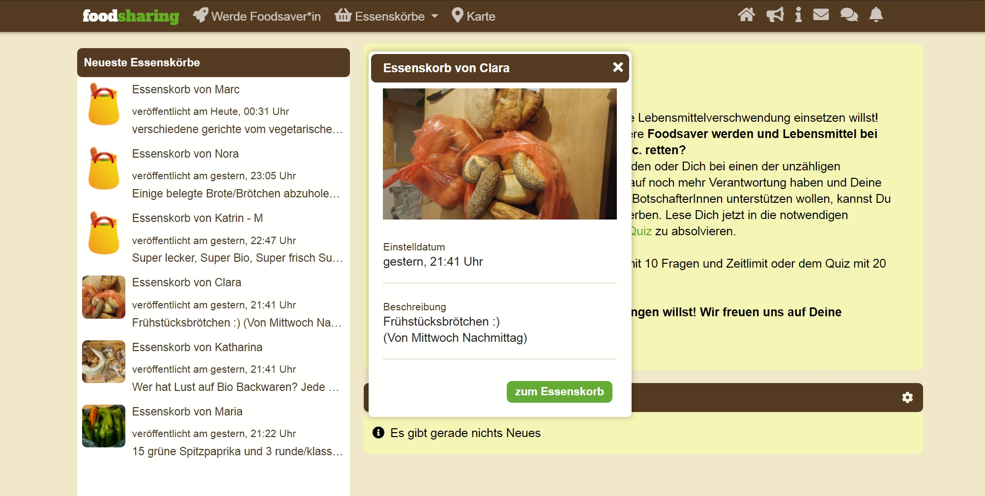 В готовых корзинах на сайте немецкого фудшеринга можно найти почти что угодно. Например, отдают шесть больших мешков грецких орехов и сто литров консервированного шпината
