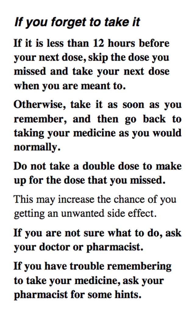 В CMI к амлодипину написано, что пропущенную таблетку можно выпить в тот же день, если прошло меньше 12 часов. А если больше, то на следующий день нужно просто продолжать принимать лекарство, как раньше. Двойную дозу пить не нужно