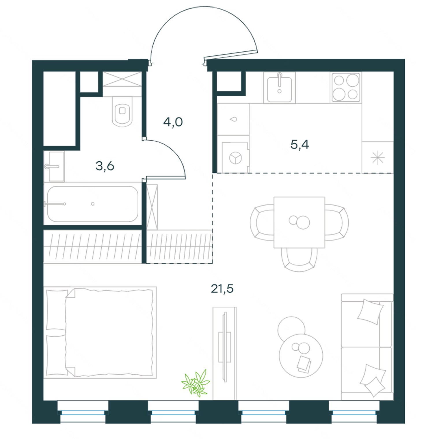 Планировка однушки. Источник: level.ru
