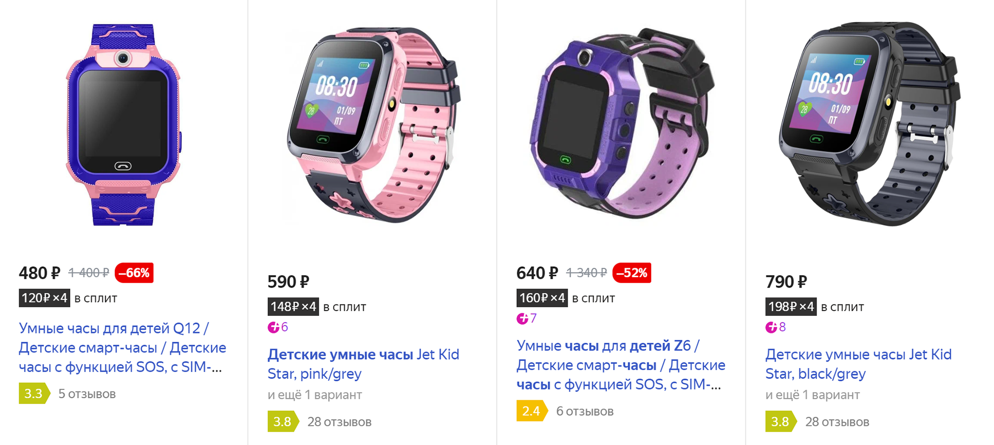 Смарт-часы с собственной симкартой в среднем стоят 1500 ₽. Источник: «Яндекс-маркет»