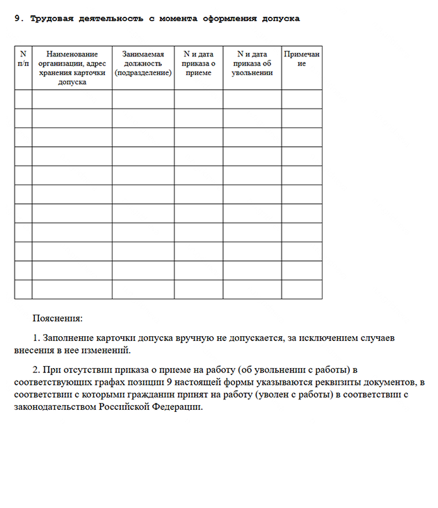 Так выглядит карточка по форме 1