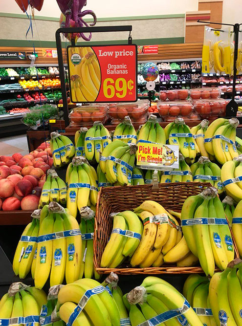 Органические бананы в том же магазине стоят немного дороже — 0,69 $ за 450 г