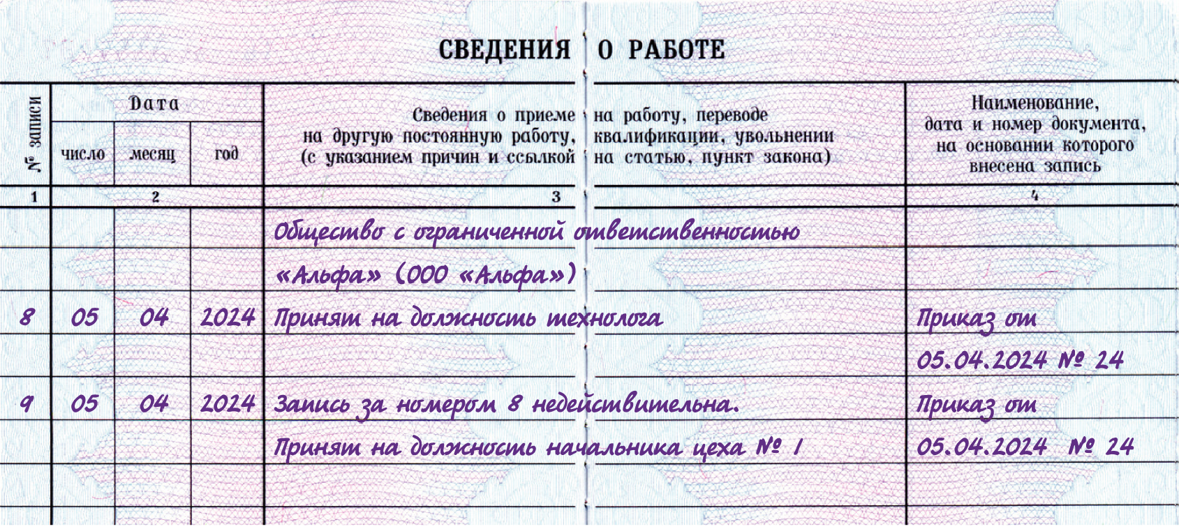 В трудовую книжку вносятся. Заполнение дубликата трудовой книжки. Внести запись о военной службе в трудовую книжку. Как вносится запись в трудовую книжку. Запись в трудовой о переименовании должности.