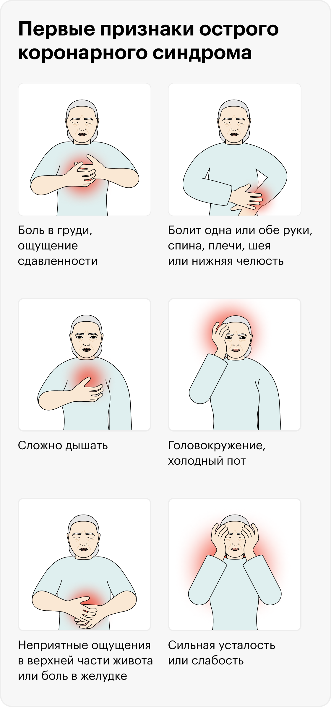 Некоторые признаки, которые указывают на ОКС, возникают и при других, менее опасных болезнях. Но когда речь идет о жизни человека, безопаснее перестраховаться и вызвать скорую помощь
