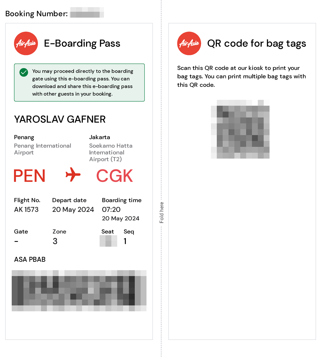 Мобильный посадочный для рейса Пенанг — Джакарта. Распечатывать его не нужно — достаточно показать сотрудникам авиакомпании на экране смартфона