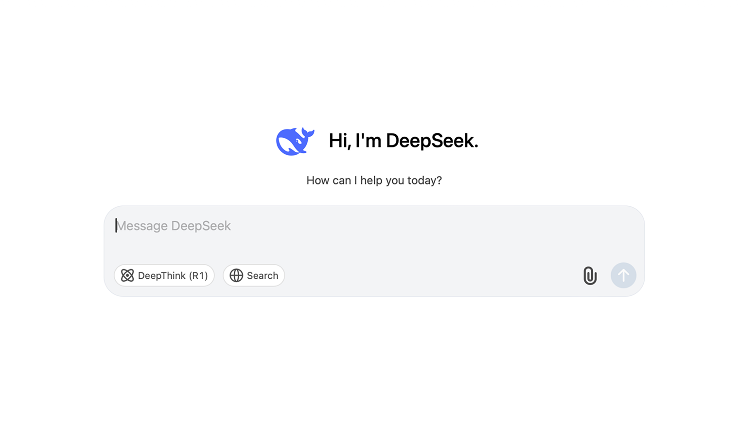 Строка для запроса в DeepSeek. Под ней кнопки DeepThink и Search