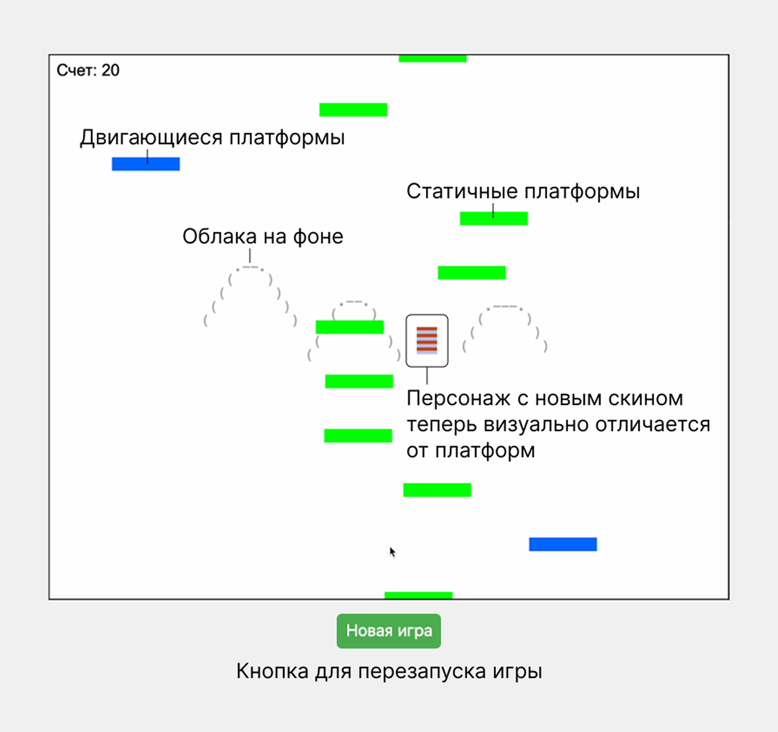 Moodle Jump с простым фоном