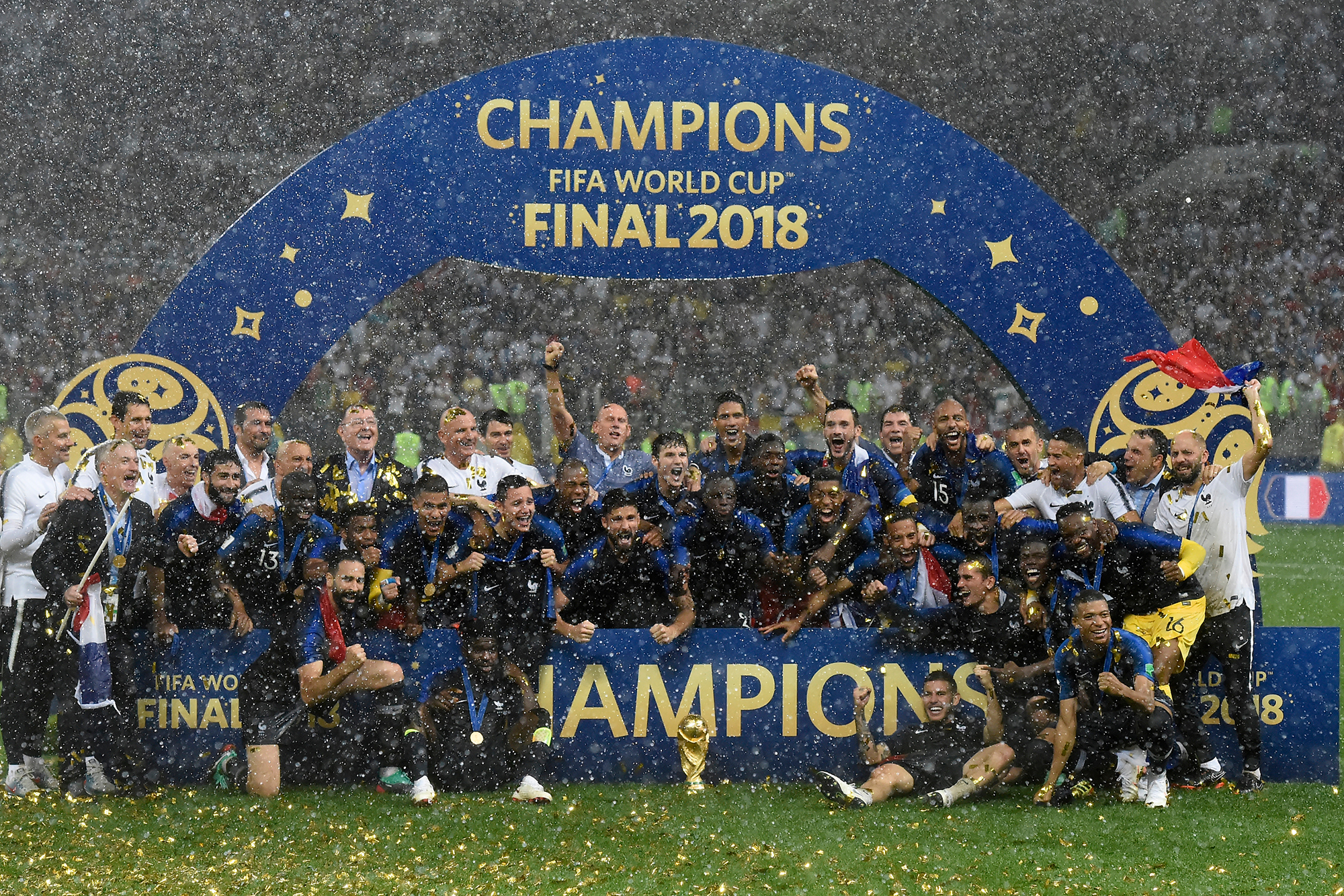 Сборная Франции празднует победу на чемпионате мира 2018 года. Источник: A.Ricardo / Shutterstock