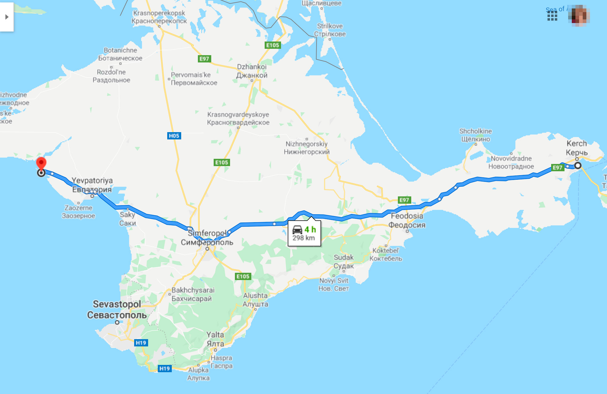 Наш путь через Крым до первой точки маршрута не проходил вдоль моря. Мы ехали более прямой и короткой дорогой