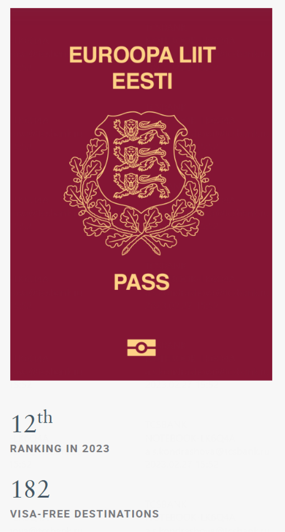 Паспорт Эстонии в рейтинге Henley & Partners