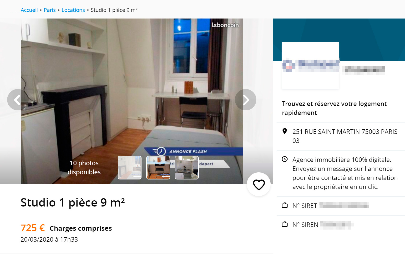 Комната размером 9 м²: с одной стороны кровать, с другой — кухня. За 560 € (48 860 ₽) в месяц. Зато в центре Парижа!