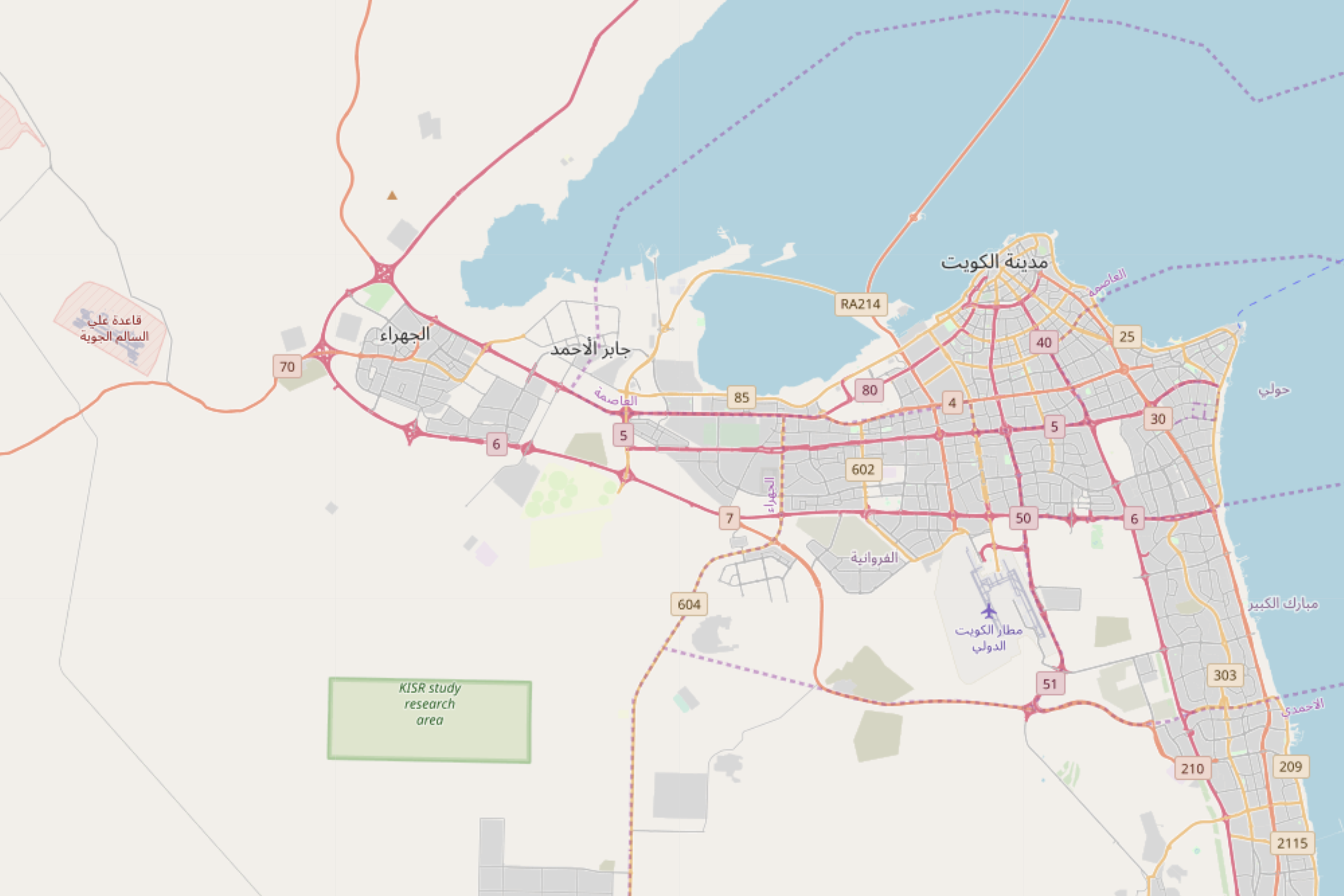 Карта автобусных маршрутов Кувейта