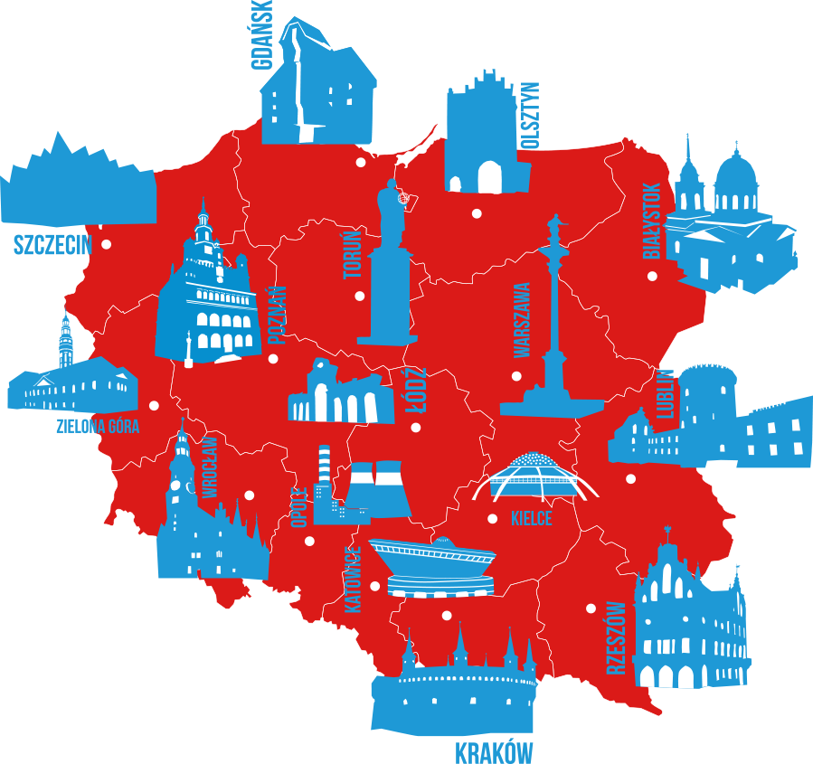 Города, в которых уже побывали участники программы: Варшава, Краков, Познань, Гданьск и другие. Источник: studytourspl.pl