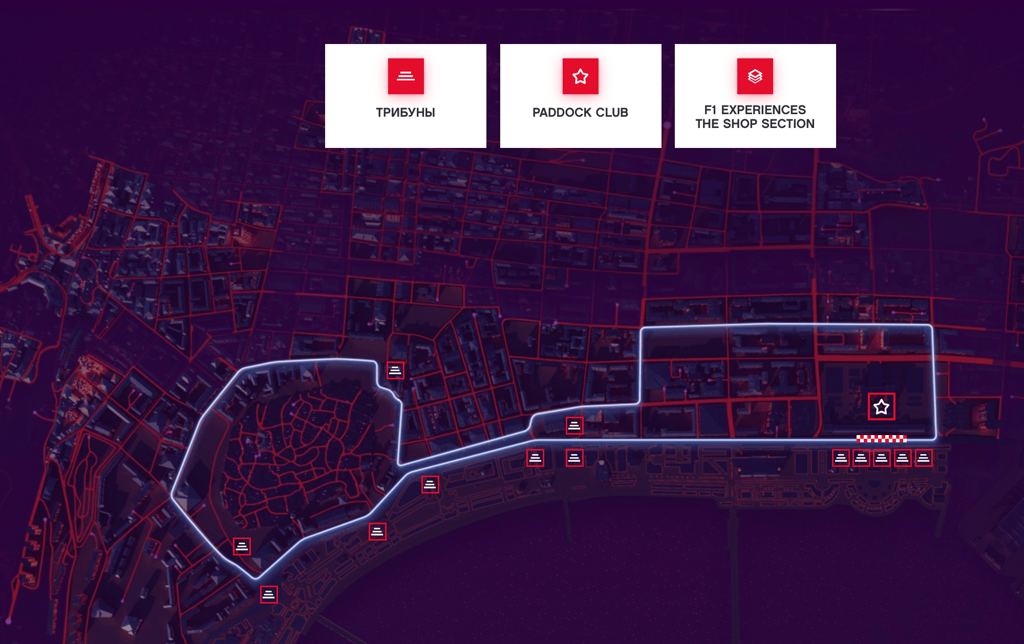 Карта размещения трибун. Источник: сайт Гран-при Азербайджана
