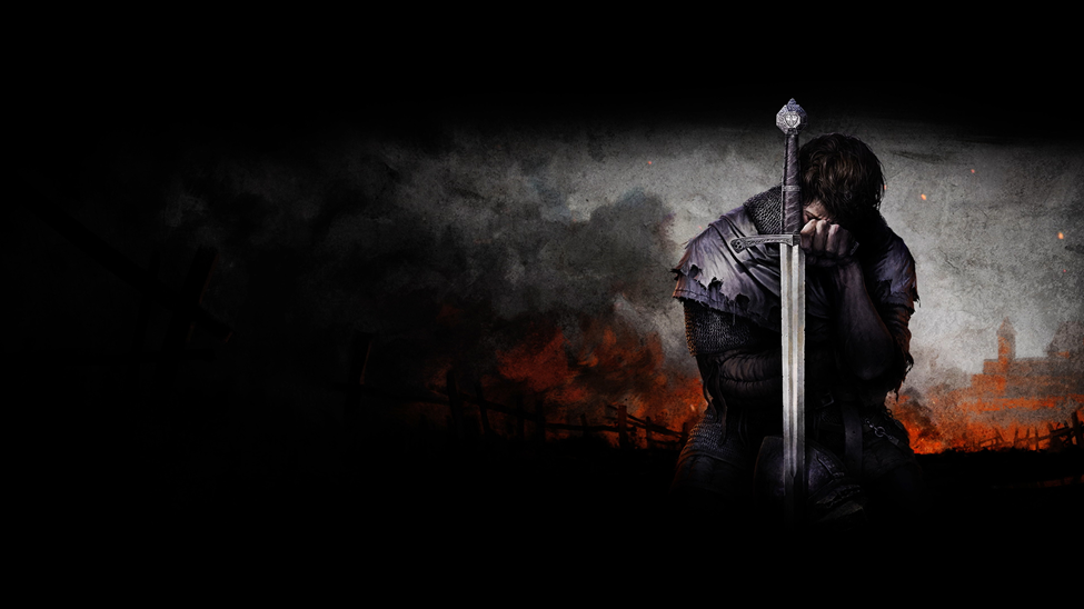 Генри на фоне сожжённой Скалицы. Официальный арт Kingdom Come: Deliverance. Источник: официальный сайт игры