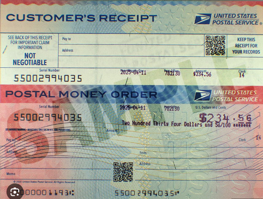 Пример Money Order USPS