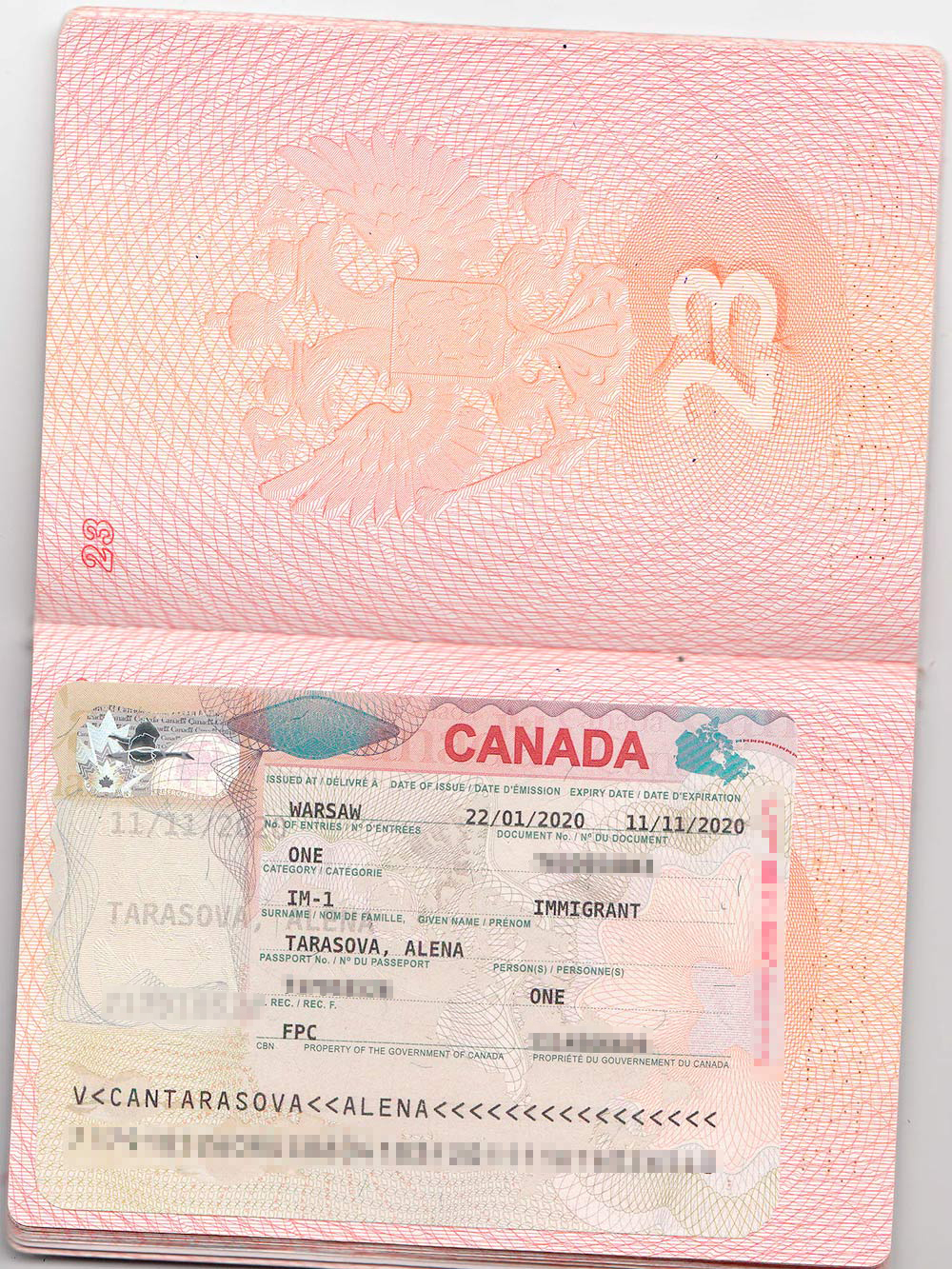 Моя виза для въезда в Канаду