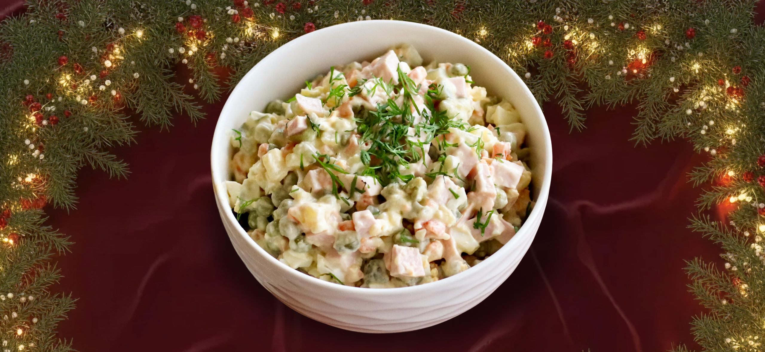 Рецепт классиче­ского оливье с кол­басой — главного салата на новогод­нем столе