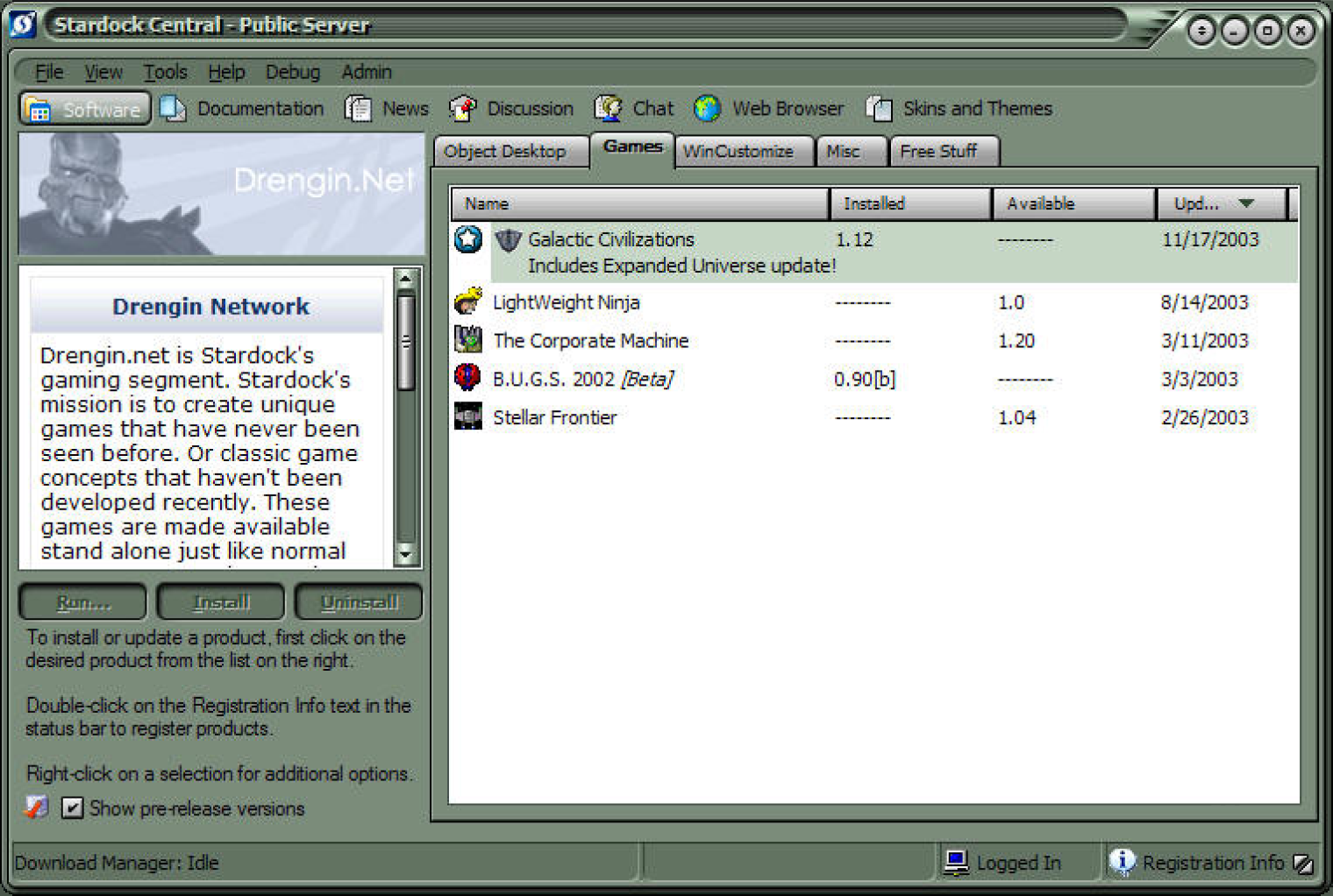 Подобный интерфейс цвета хаки был и у Steam в 2004 году. © Stardock