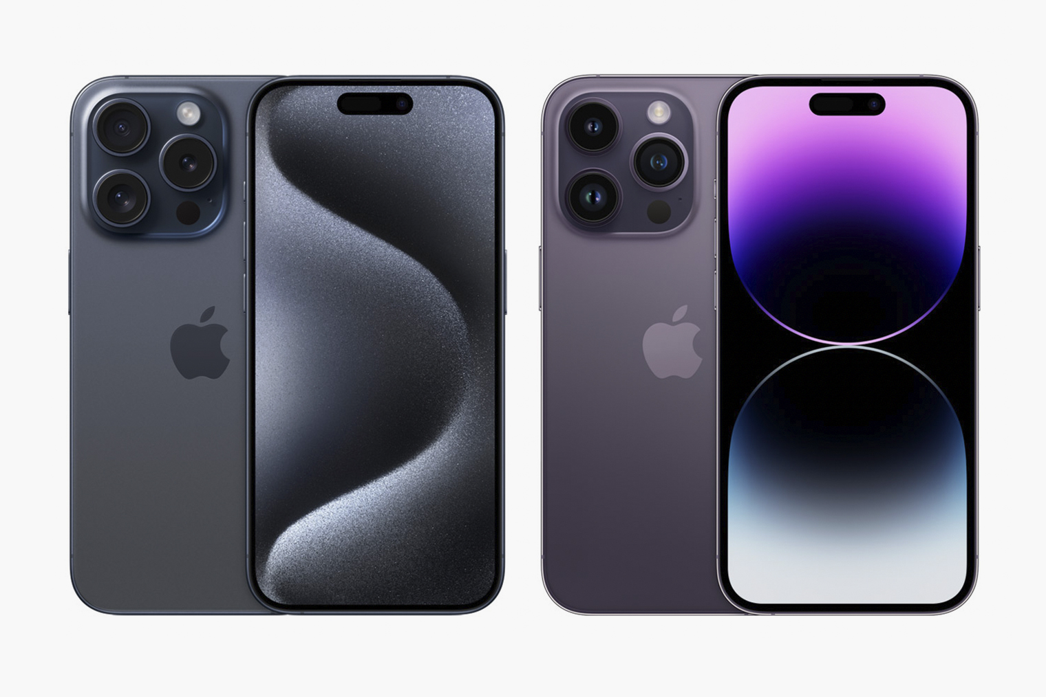 Слева — iPhone 15 Pro, справа — iPhone 14 Pro