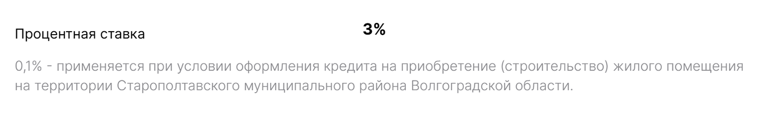 А «Центр-инвест» прямо указывает название местности кредитуемого им региона, где можно получить ставку 0,1%: Старополтавский район Волгоградской области на границе с Казахстаном