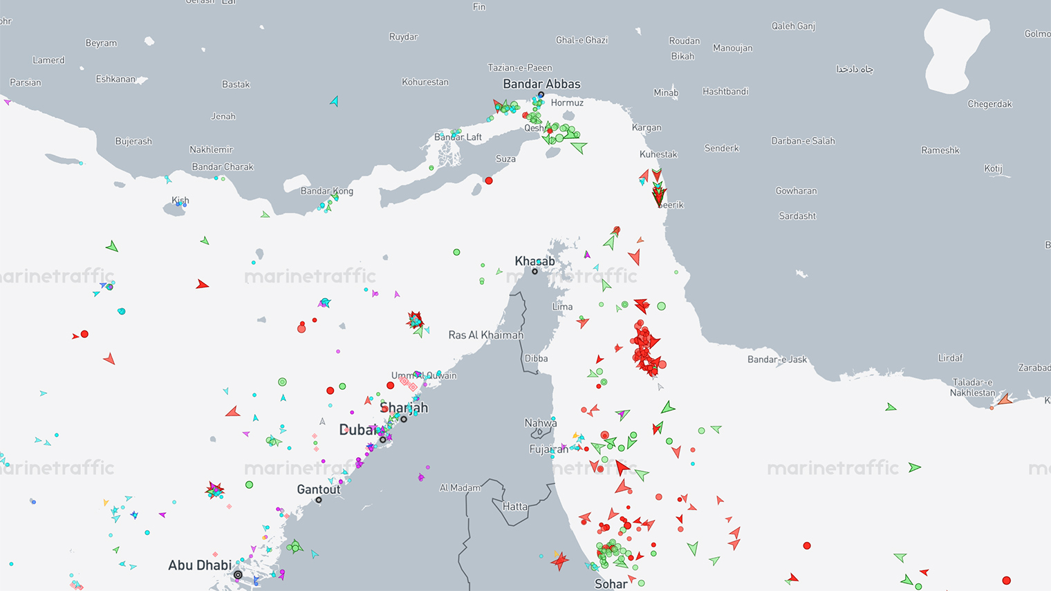 Морской трафик 12 марта 2026 года. © MarineTraffic
