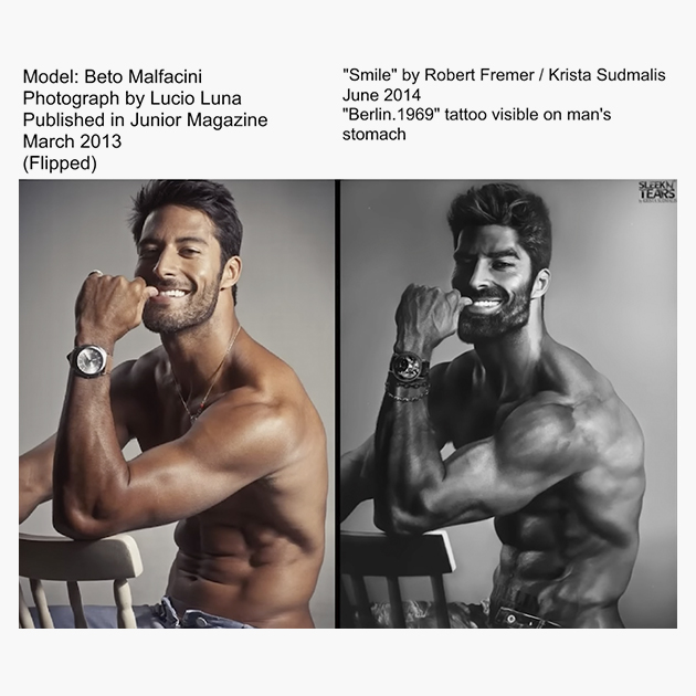Слева реальные снимки, справа — ранние «фотографии» Гигачада. Источник: ютуб-канал Know Your Meme