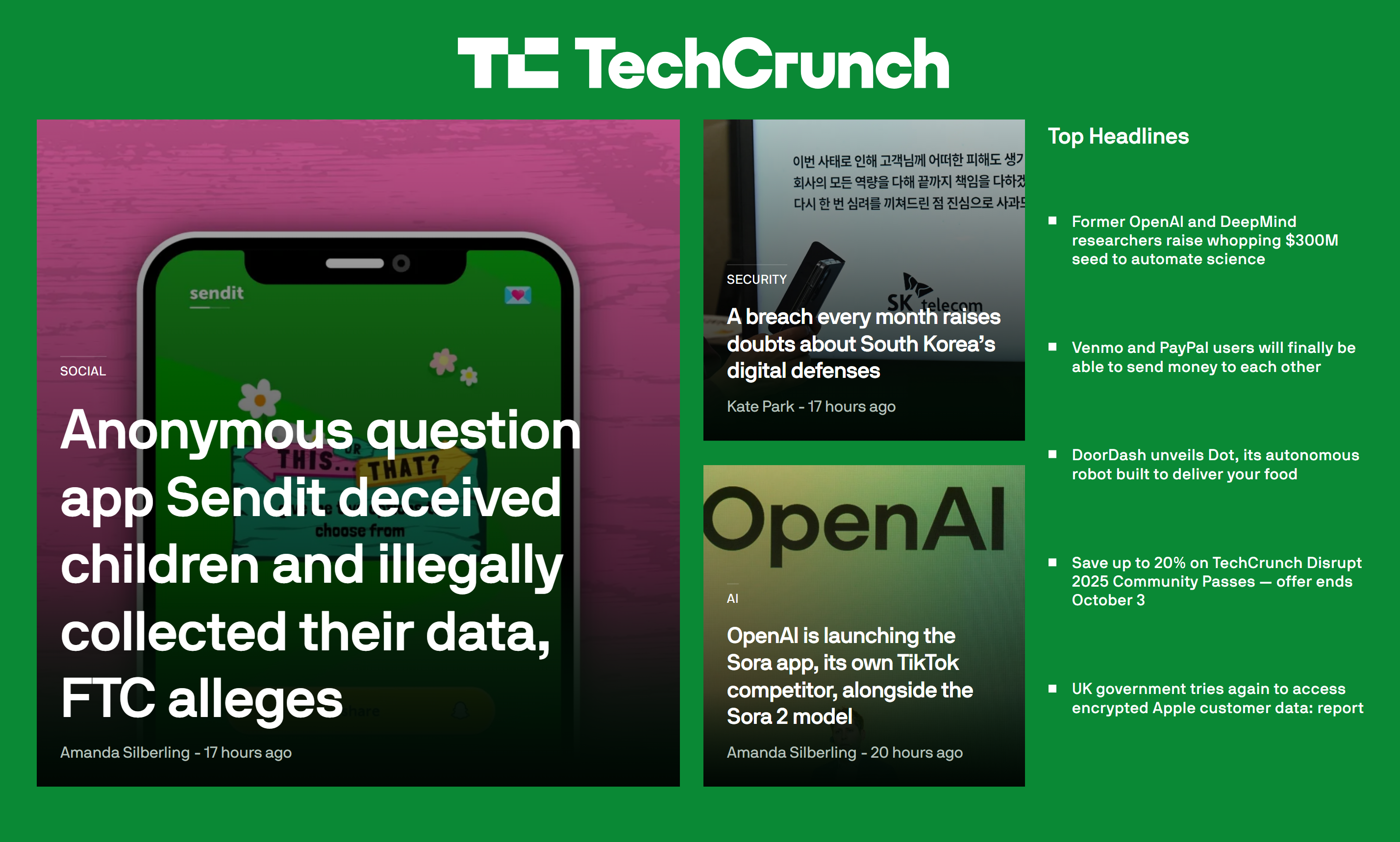 Если времени читать все новости нет, можно сразу обращаться к разделу топовых инфоповодов. Источник: techcrunch.com