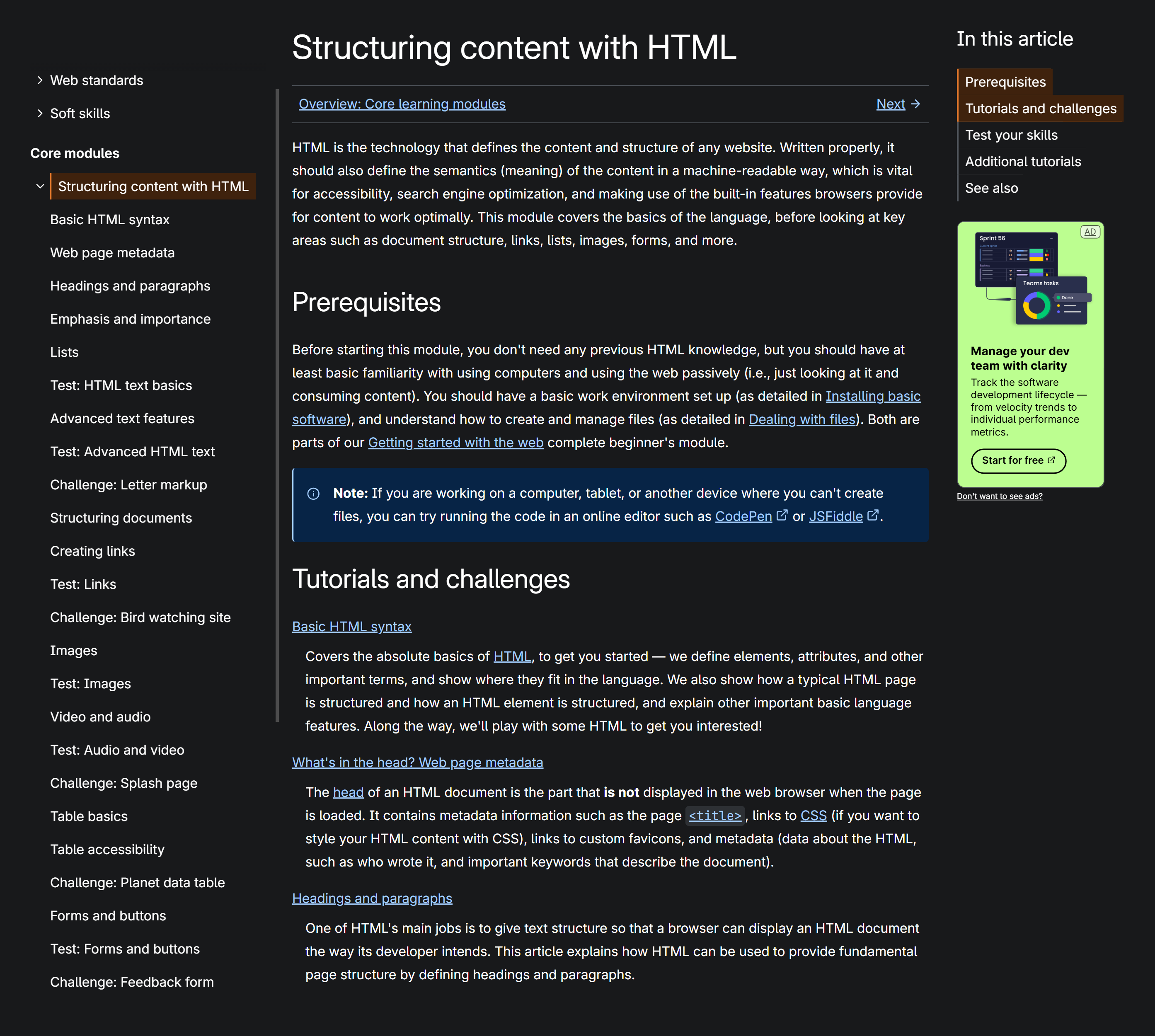 Гайд по HTML для начинающих веб-разработчиков. Источник: developer.mozilla.org