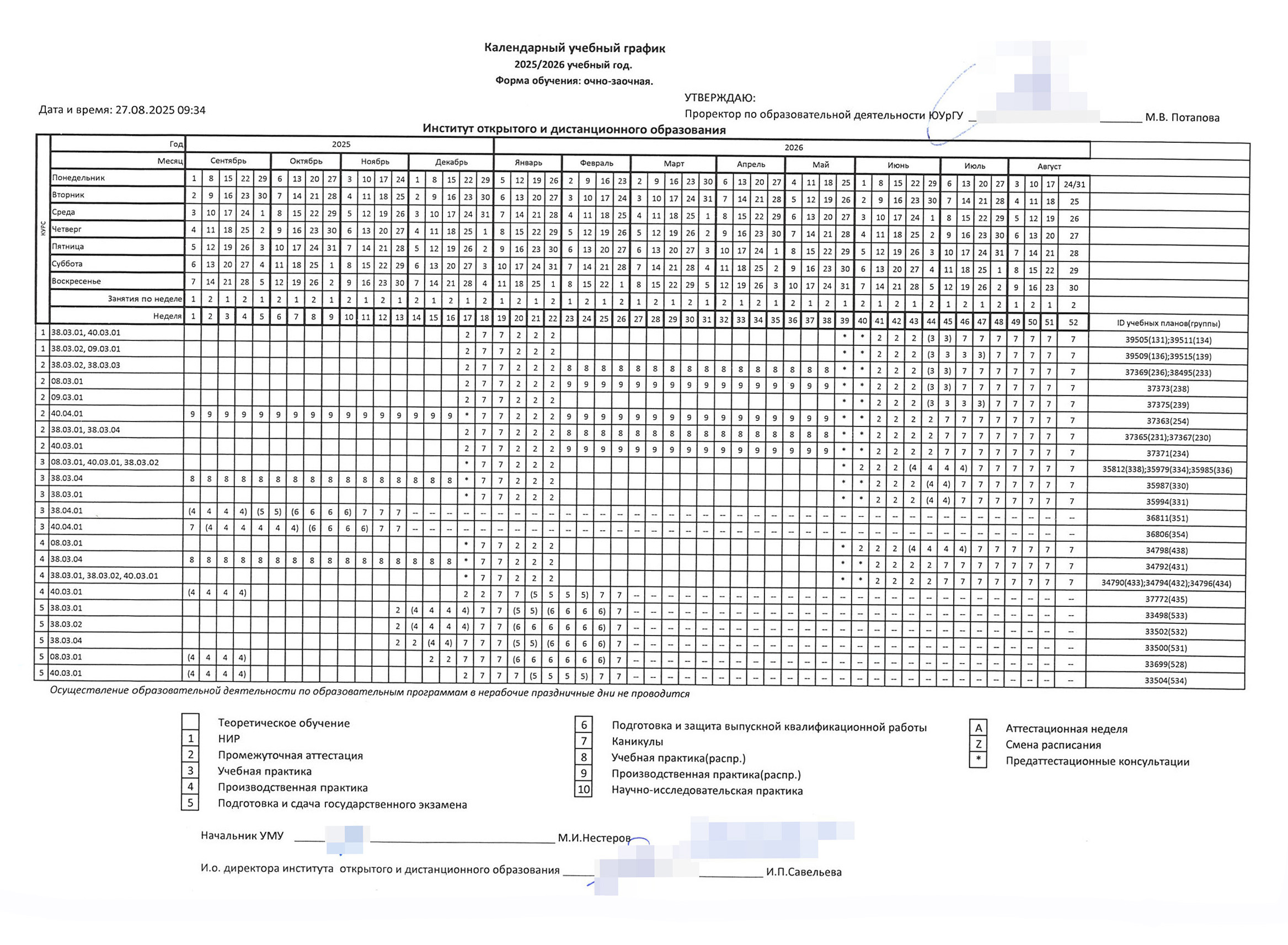 Расписание каникул студентов очно-заочной формы обучения в ЮУрГУ не отличается от очной. Источник: susu.ru
