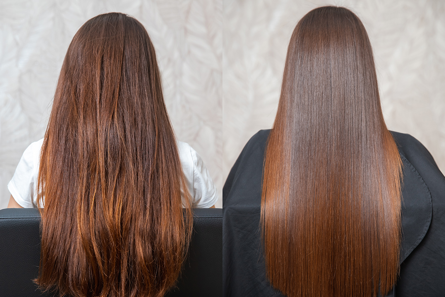 Так выглядят волосы до и после кератинового выпрямления. Источник: Parilov / Shutterstock