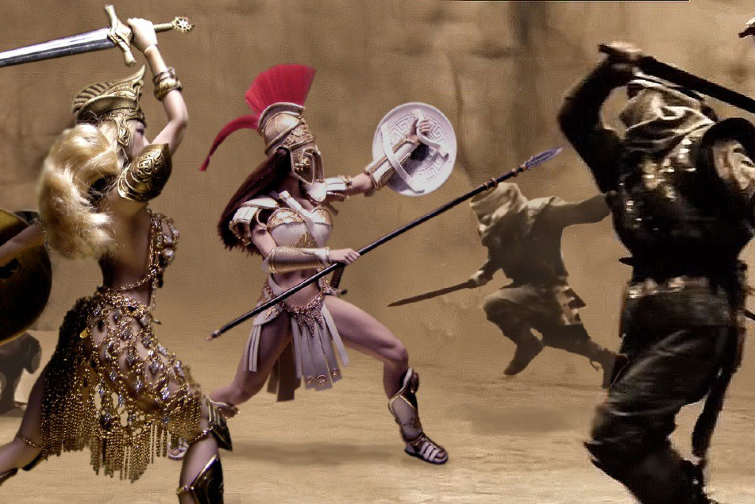 Спартанки Древней Греции сражаются с персами
