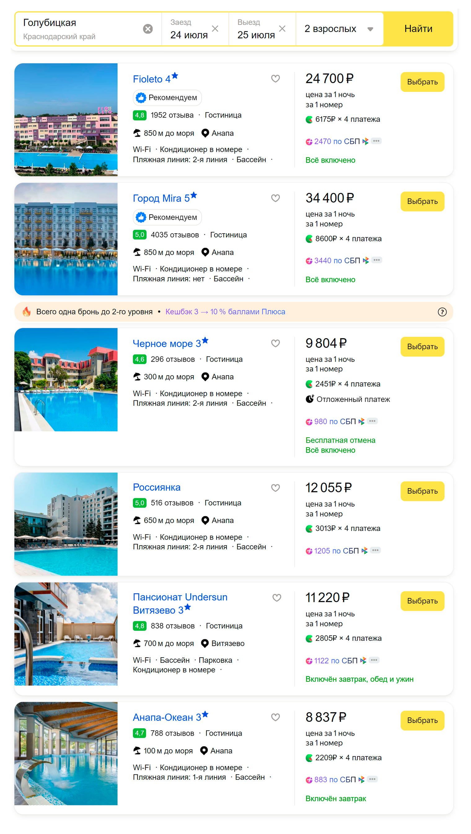 Цены на жилье у моря. Источник: travel.yandex.ru