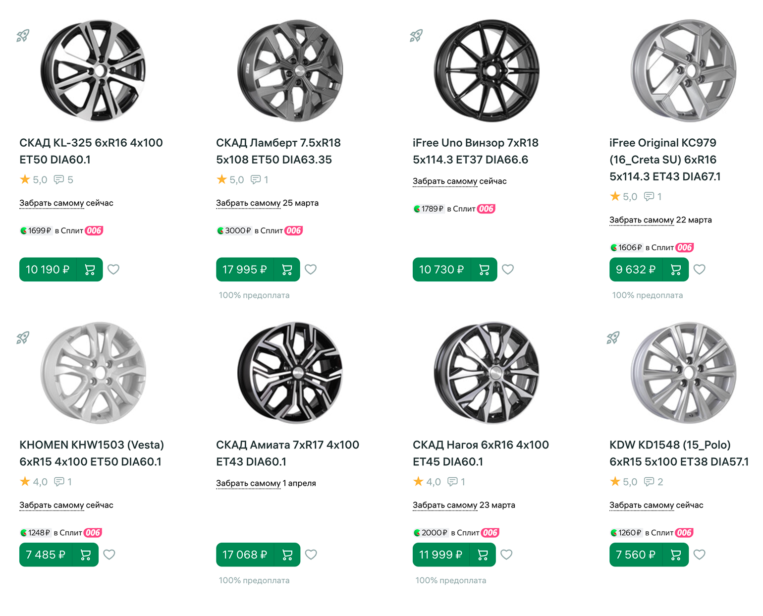 Литые диски можно найти и за 8 000 ₽, и за 18 000 ₽. © kolesa-darom.ru