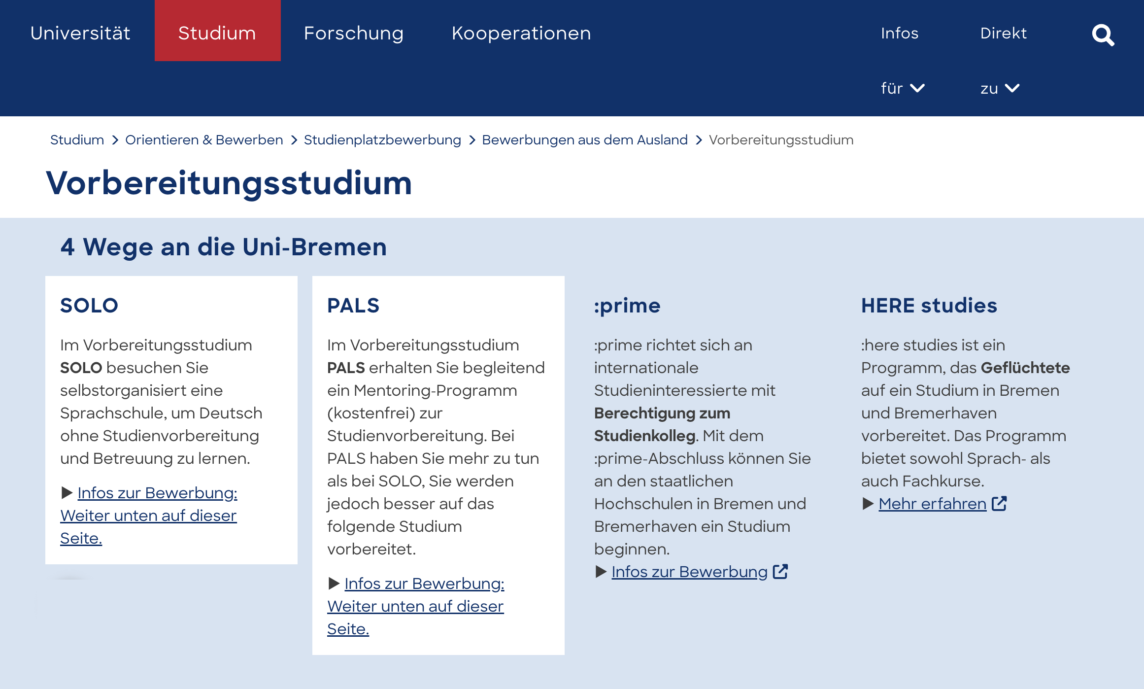 Университет Бремена предлагает несколько подготовительных программ: индивидуально или с наставником. Источник: uni-bremen.de