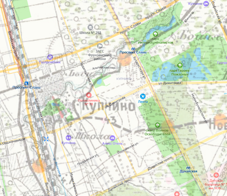 Деревня Купчино на карте 1913 года. Источник: etomesto.ru