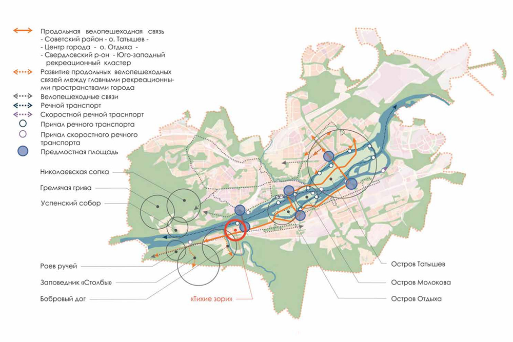 В концепции развития на сайте застройщика наш ЖК отмечен на карте города красным кружком. Источник: «Красстрой-рф»