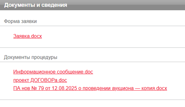 Форма заявки всегда есть на сайте ЭТП в разделе «Документы и сведения». © i.rts-tender.ru