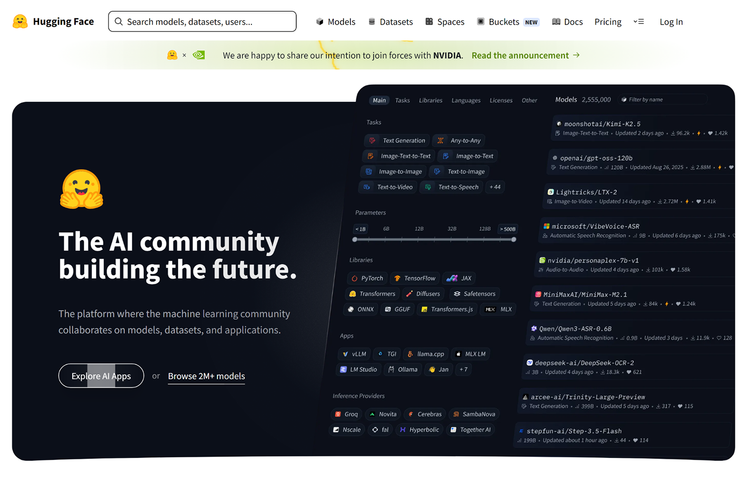 Главная страница платформы. © Hugging Face
