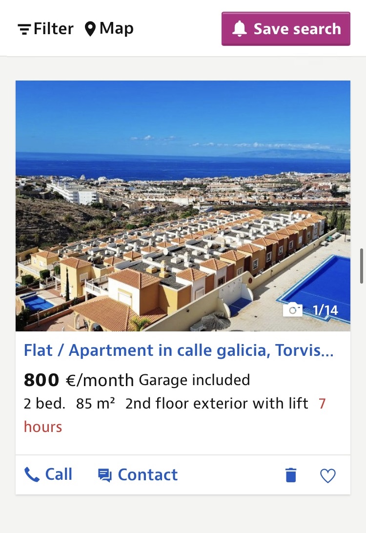 Квартира с гаражом на Тенерифе площадью 85 м² стоит 800 € в месяц