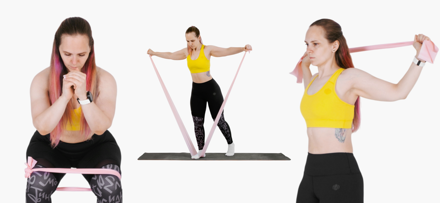 Тренировка с фитнес-лентой на ноги и плечи