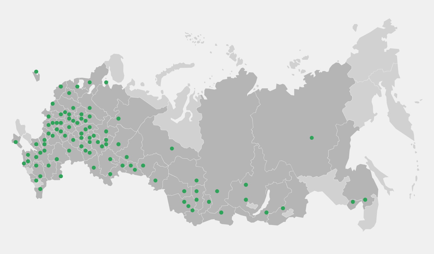 Карта с указанием городов, в которых есть вузы — партнеры программы СКС-РФ. В Москве таких университетов 21, в Петербурге — 15, а, например, в Ярославле и Барнауле — по 4. © sksbonus.ru