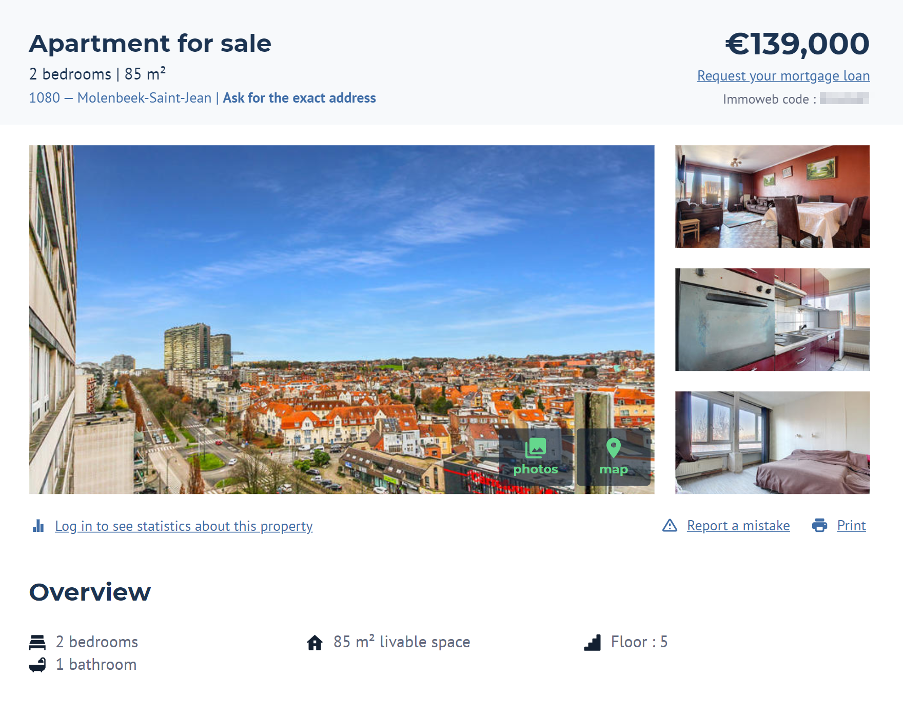 В неудачном районе Моленбек можно купить квартиру с двумя спальнями всего за 139 000 €. Источник: Immoweb