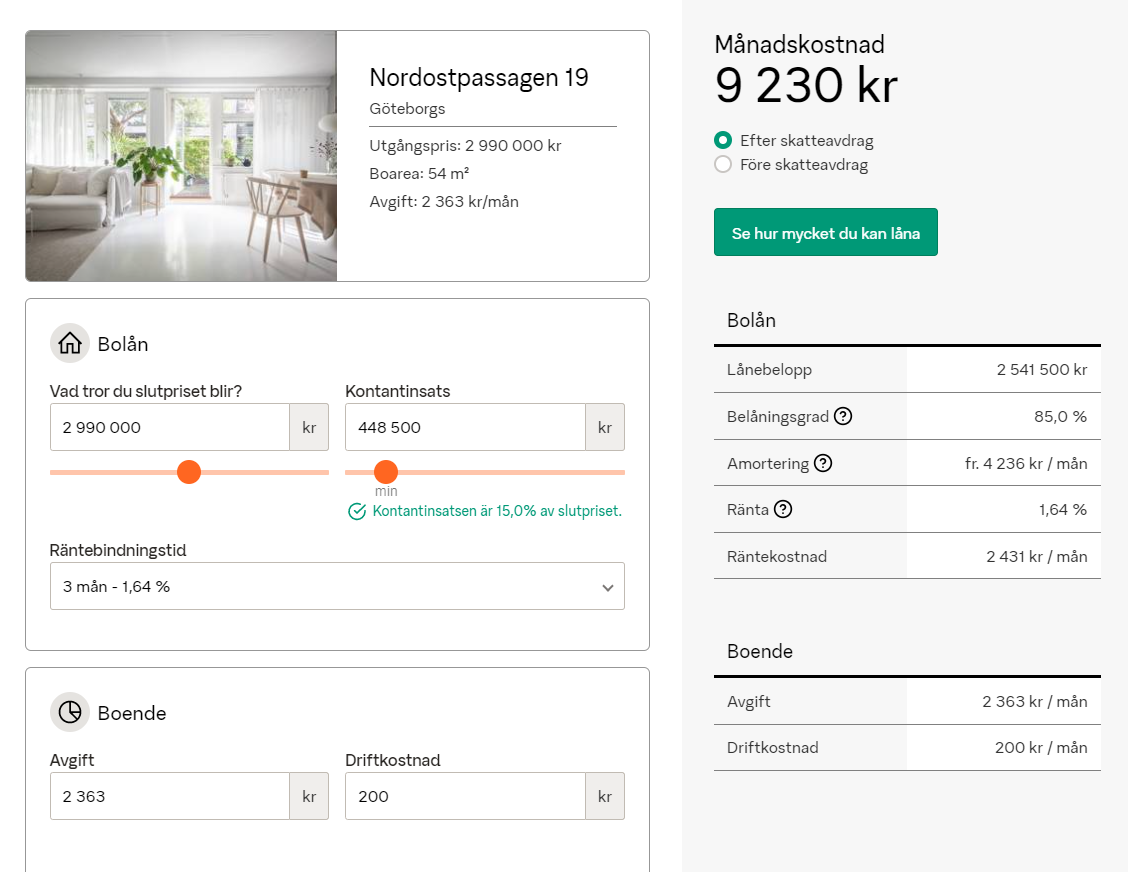 На сайтах шведских банков очень удобные кредитные калькуляторы