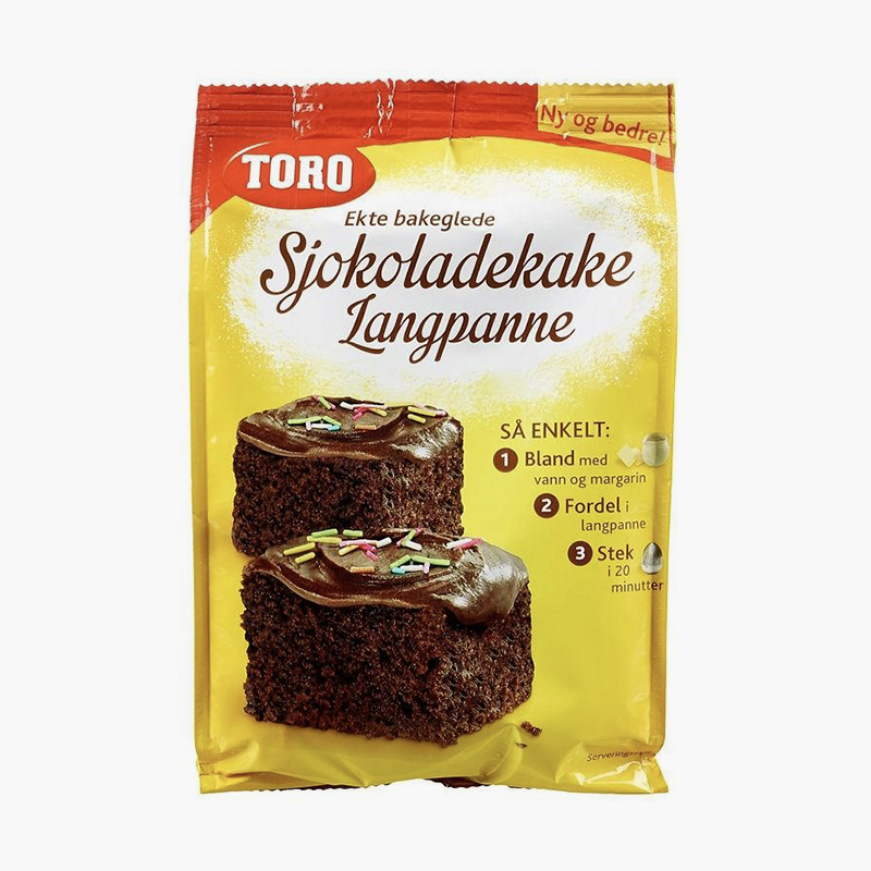 Такой шоколадный торт ест большая часть норвежских детей на дни рождения. Смесь можно купить в каждом продовольственном магазине и даже на заправке, она стоит 60 kr. Источник: norges.online