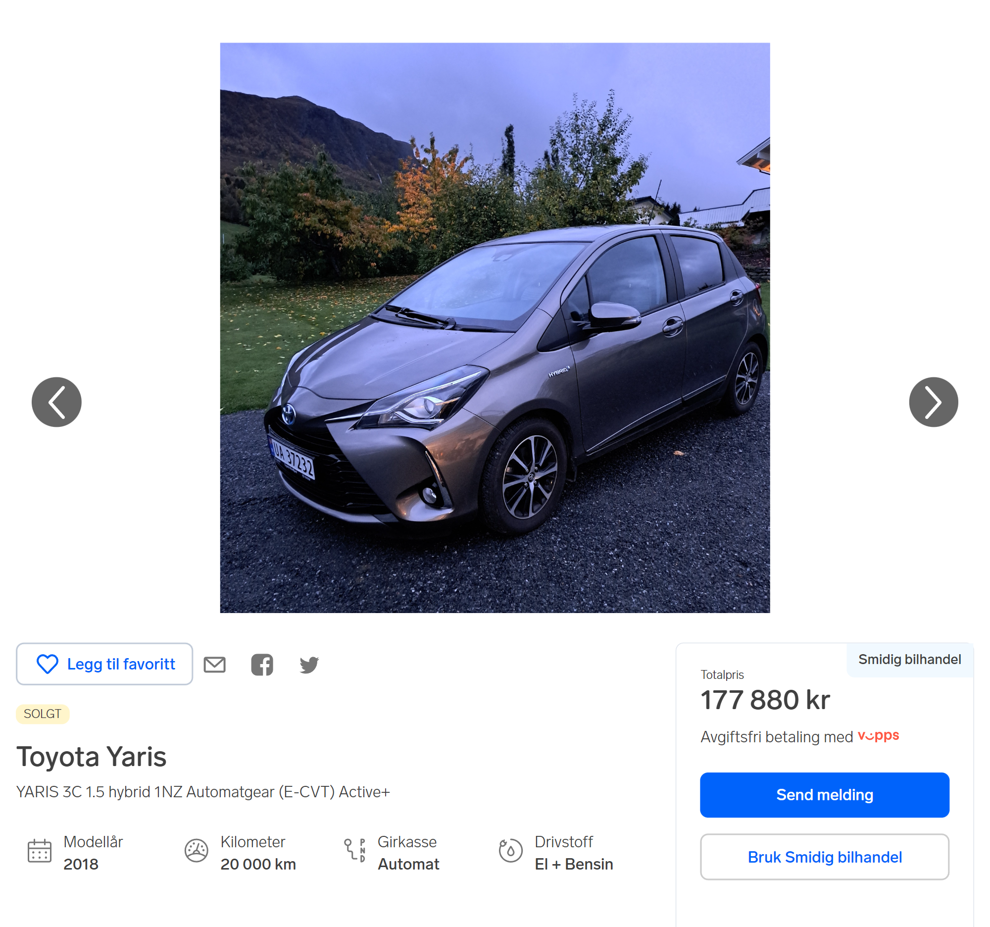 Цена Тойоты, если покупать напрямую у владельца. Источник: finn.no
