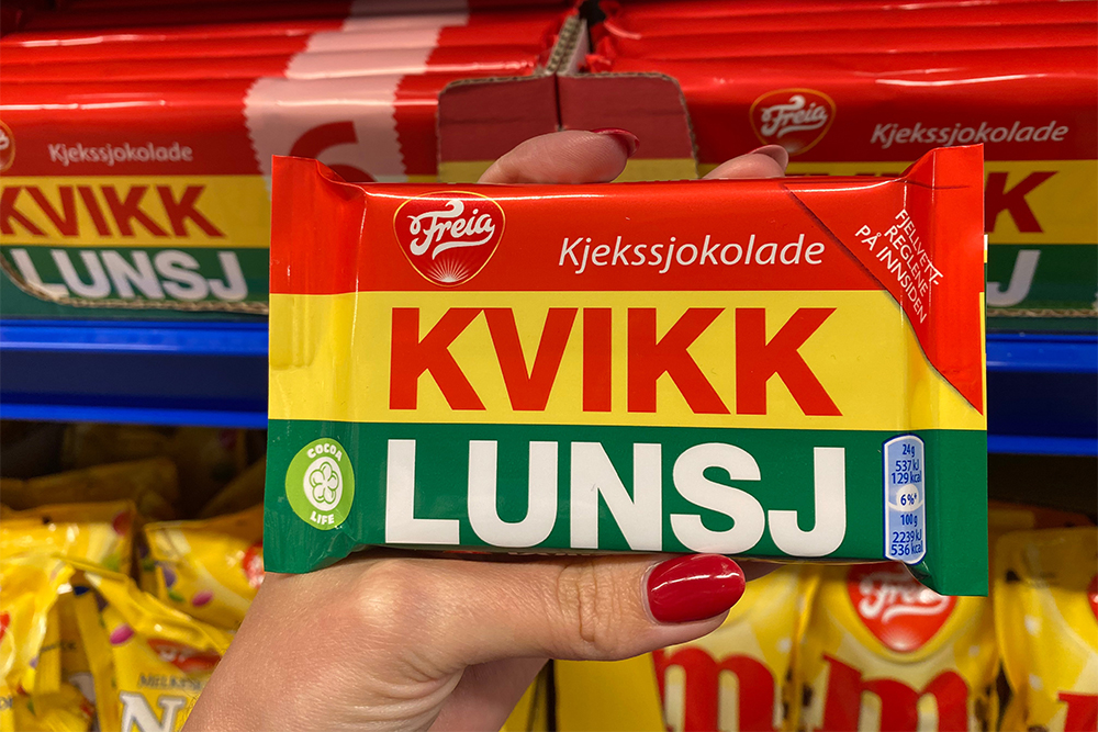 Шоколадка Kvikk Lunsj — местный аналог «Кит⁠-⁠ката». Без нее не обходится ни один поход