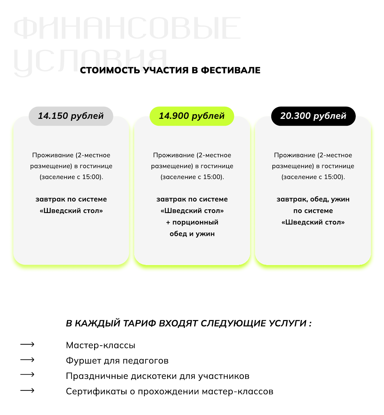 Пример финансовых условий на фестивале. Источник: группа во «Вконтакте» фестиваля «Лаборатория творчества»